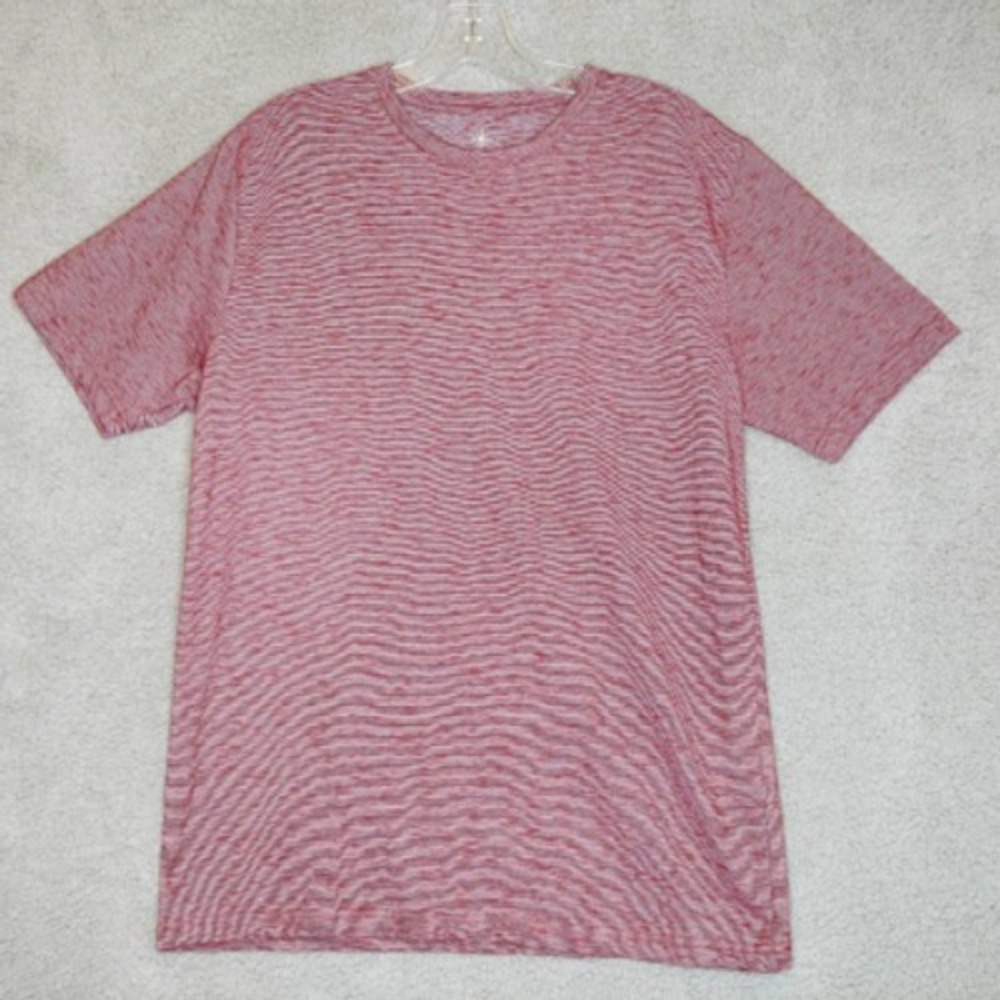 Coastaoro Shirt Mens Pink Tee Stripe Crew Neck Short Sleeve Soft S New‎